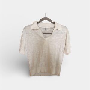 Off-white Short Sleeve Collared Top